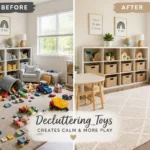 decluttering toys before and after kids room transformation