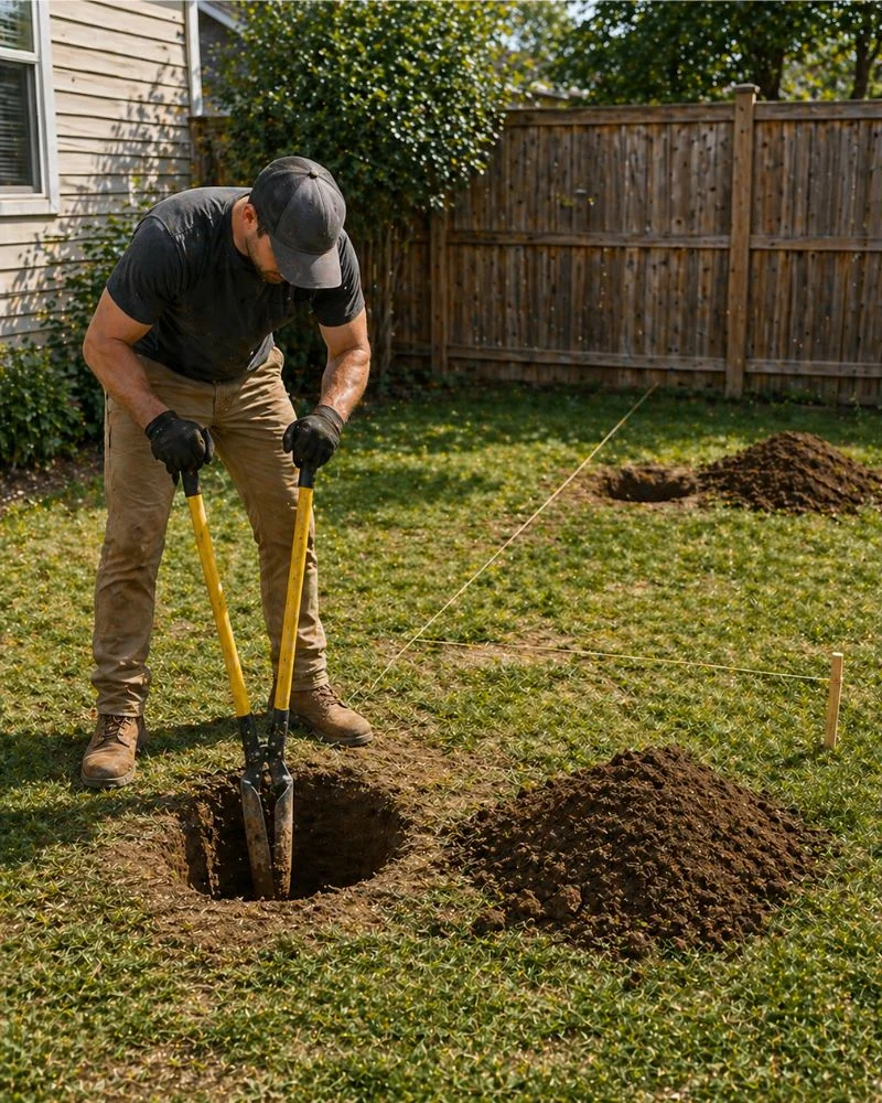 Digging deep holes for the pergola posts