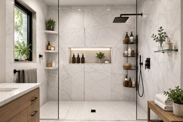 Modern shower storage ideas for an organized and stylish bathroom