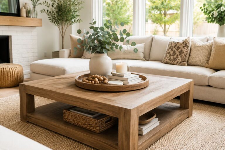 Beautiful square coffee table decor ideas in a modern living room