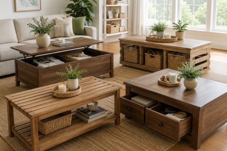 DIY coffee table with storage ideas for modern living rooms