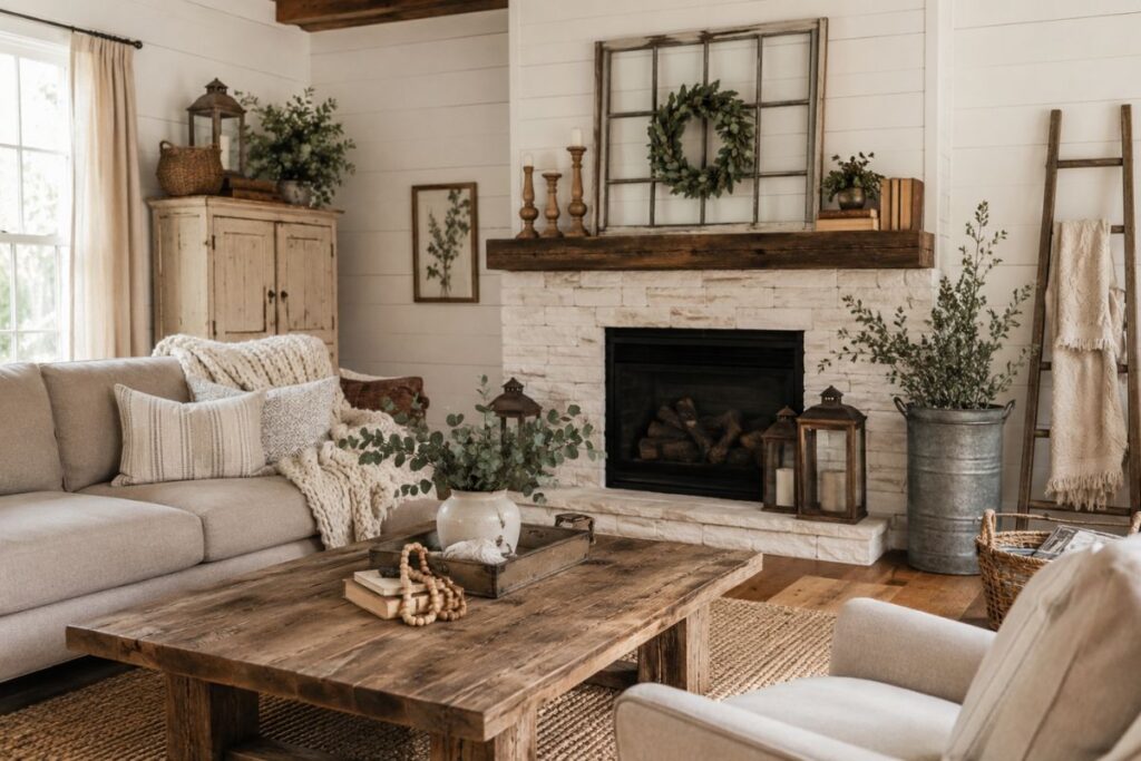 15 Charming Vintage DIY Farmhouse Decor Ideas You’ll Want to Copy Vintage wooden crate shelves for farmhouse wall decor