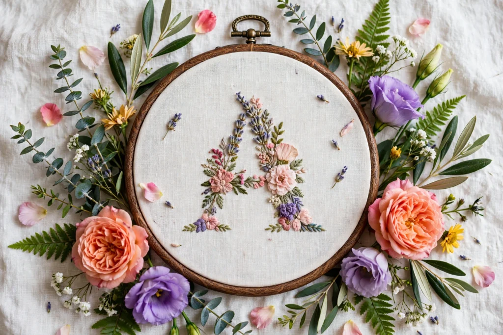19 Easy Alphabet Embroidery With Flowers And Leaves, From Daisy Chains ...